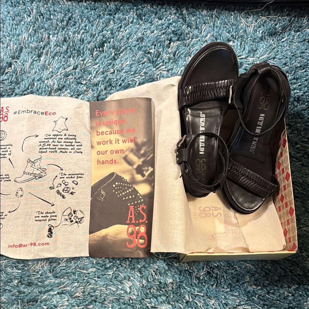 A.S. 98 Black Leather Sandals